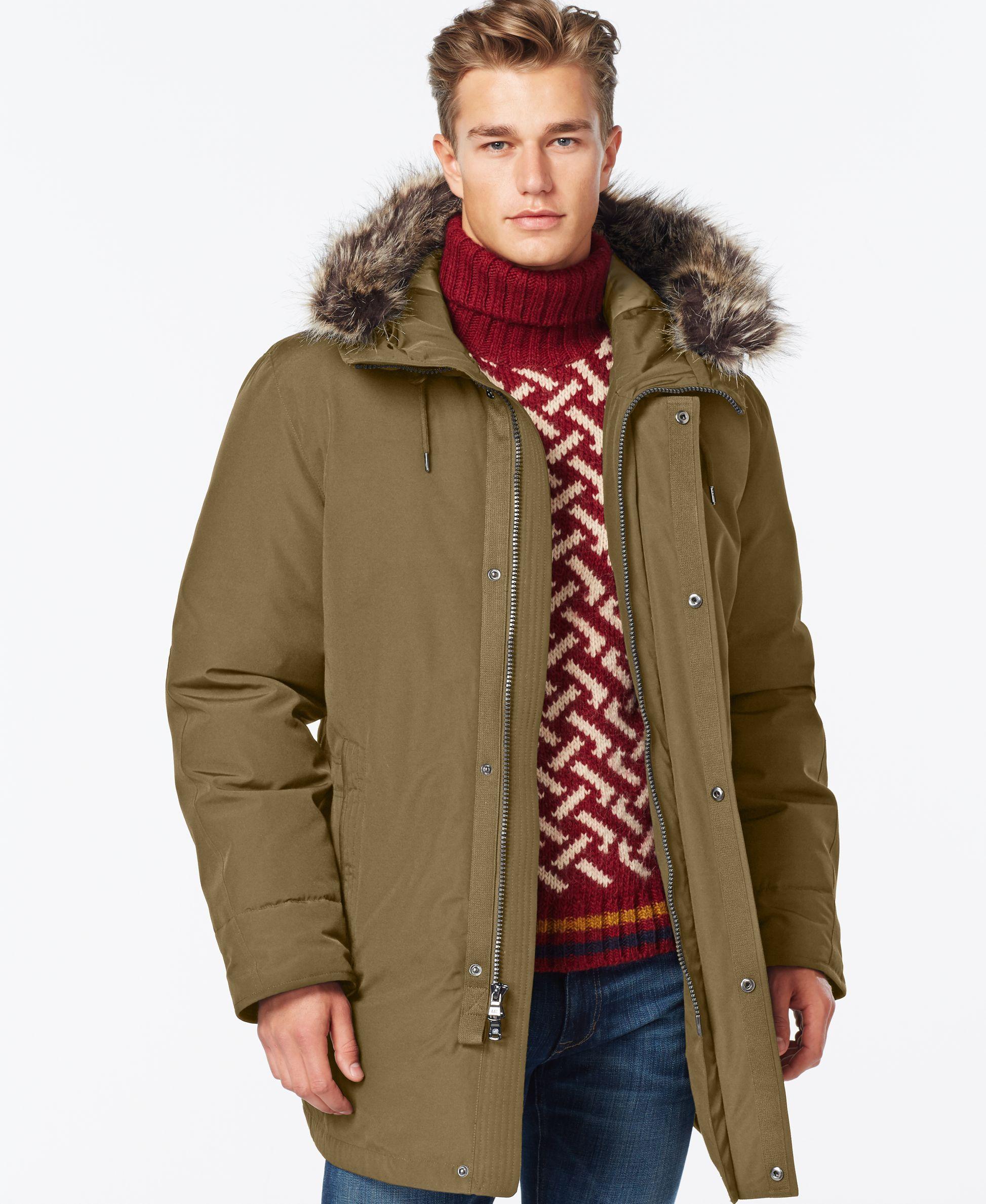 Lyst Michael Kors Long Snorkel Down Coat in Green for Men